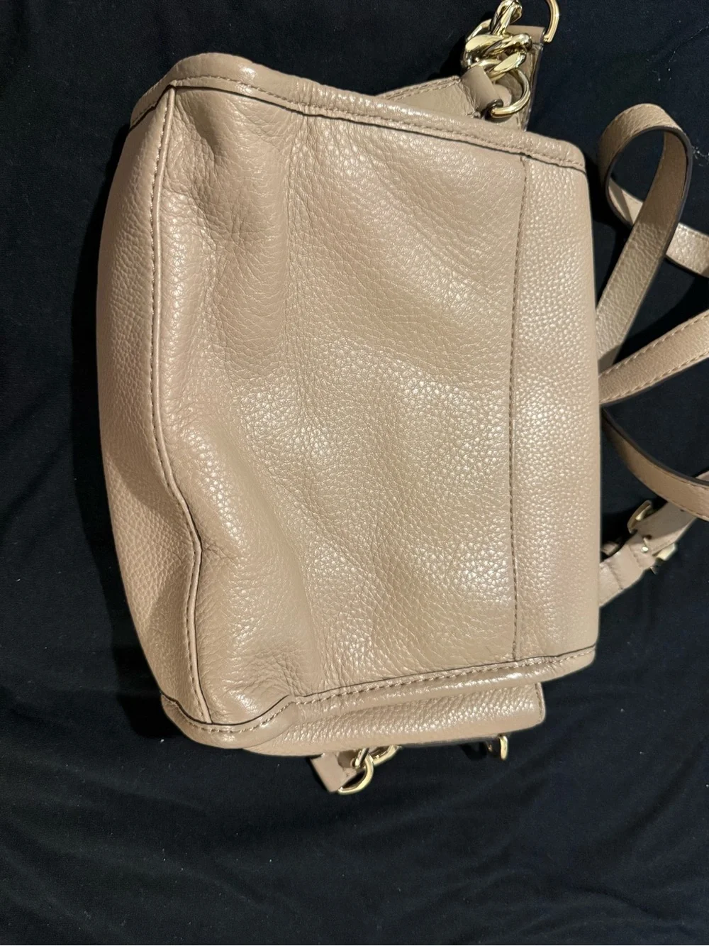 Michael Kors Pebbled Leather Crossbody in Taupe with Gold Hardware